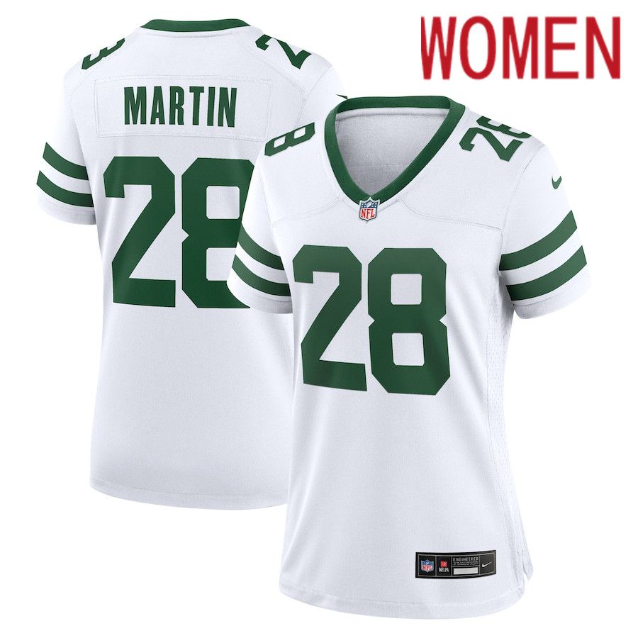 Women New York Jets #28 Curtis Martin Nike White Legacy Retired Player Game NFL Jersey->->Women Jersey